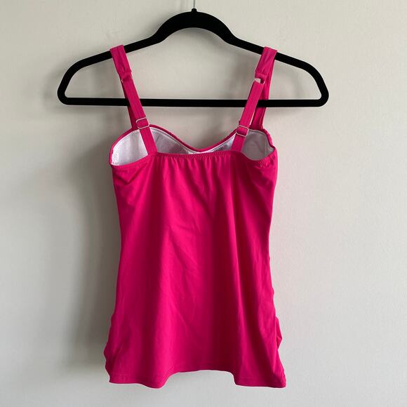 Profile by Gottex Ruched Front Tankini Top Hot Pink Underwire 32D Swimwear - Picture 2 of 4